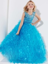 wonderful high neck sleeveless a line floor length flower girl dress crystal lace up and ruched fold organza girl-dresses