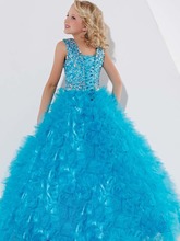 wonderful high neck sleeveless a line floor length flower girl dress crystal lace up and ruched