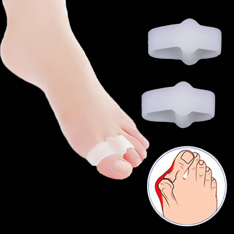 1Pair 2 Hole Feet Foot Care Gel Toe Straighteners Separator Hallux Valgus Bunion Corrector Pain Relief