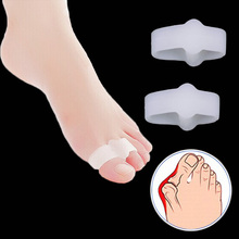 1Pair 2 Hole Feet Foot Care Gel Toe Straighteners Separator Hallux Valgus Bunion Corrector Pain Relief Free Shipping