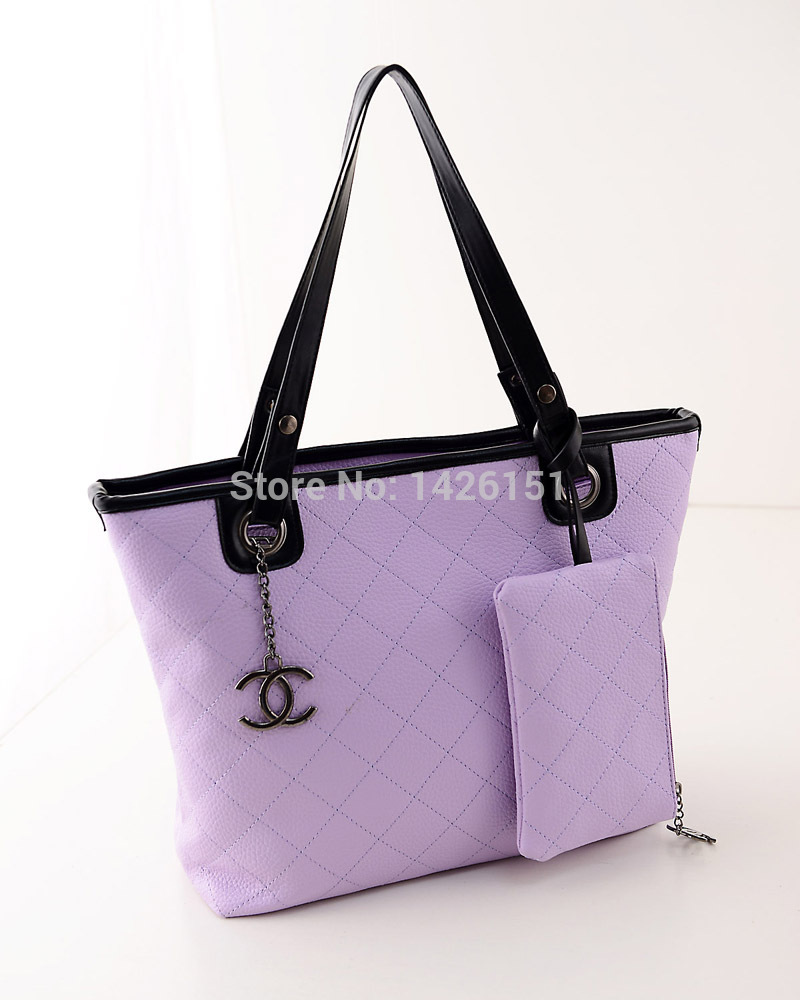 2014 new Japan and Korean style PU embroider line diamond lattice women handbag