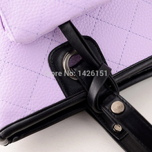 2014 new Japan and Korean style PU embroider line diamond lattice women handbag