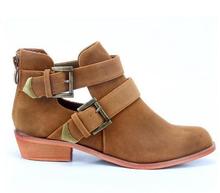 Brand Hot Buckle  Cutout Flat Black/Brown Women Motorcycle Boots Ankle Boots Shoes Riding Gladiator Booties size36~41