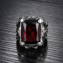 2015 NEW WHOLESALE Europe Exaggerated Personalized Party Jewelry Top Quality Ruby stainless steel Men Women Rings
