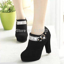 autumn boots rhinestone singles crude high-heeled boots shoes women’s suede boots ankle boots heels platform X96