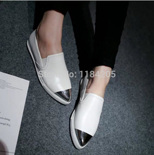 Wholesale and retail NEW 2014 shoes woman Metal prongs color matching casual flat shoes for woman