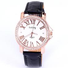 Hot sales quartz dress watch diamond roman number leather fashion jewelry gift women leather strap watches