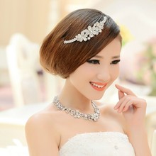 2014 Fashion Bride Adorn Article Three Suits Beautiful Necklace Earrings Crown Wedding Jewelry Marriage Gauze Accessories