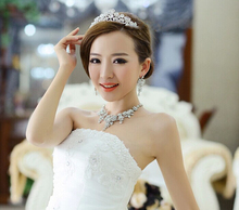 Nice Brides Act The Role Ofing is Tasted Three piece Long Necklace Marriage Gauze Jewelry Earrings