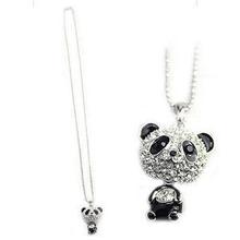 TS Newest Lovely Sweet 2014 Crystal Panda Pendant Necklaces Accessories Rhinestone Animal Design Necklaces Women Jewelry