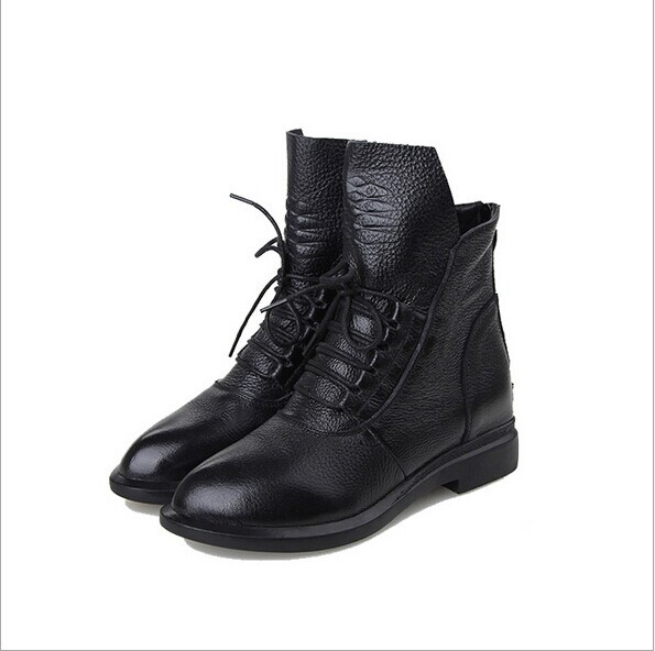 2015 spring autumn women boots genuine leather boots fashion motorcycle botas femininas rubber ankle boot free