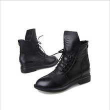 2015 spring autumn women boots genuine leather boots fashion motorcycle botas femininas rubber ankle boot free