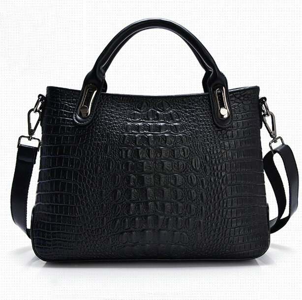 HOT SELL Genuine leather OL commuter female bag Crocodile grain leather handbag Inclined shoulder bag Single