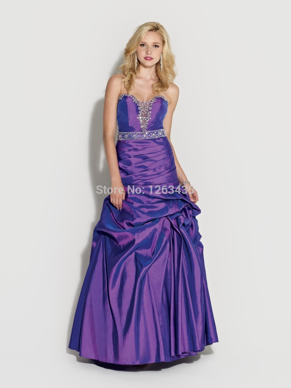 Beautiful Girl Purple Long Sexy Cheap Prom Dresses Beads Fold Pleat ...