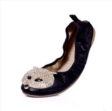 Top Quality Fashional Free Shipping Fox Head CZ Crystal Women Shoes Loafers Sapatos Femininos Hot Sale