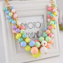 New design fashion candy color pendant necklace multilayer pearl chain necklace women choker necklace jewelry wholesale