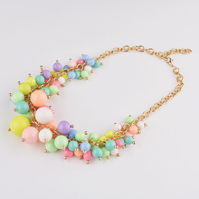 New design fashion candy color pendant necklace multilayer pearl chain necklace women choker necklace jewelry wholesale
