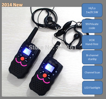 2014 cute Kitty portable radio walkie talkie pair mobile radios communicator CB transceiver transmitter VOX w/ earphone headset
