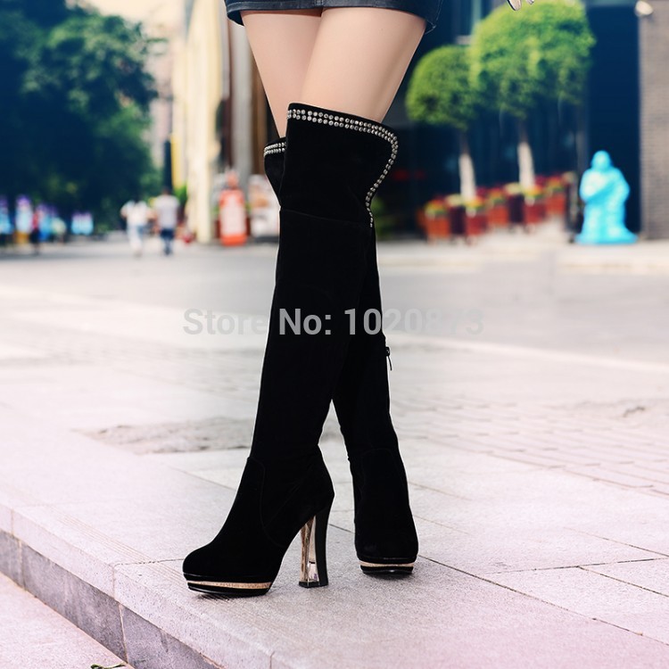 2014 new fashion over the knee high boots for women high heels motorcycle martin boots sexy
