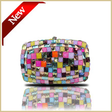 2014 fashion high quality ladies color full crystal clutch purse new design women’s evening clutch bag#6027
