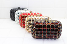 Both Side Evening Bag Glass Beads Rhinestone Clutch women wallets and purses Black white champagne red