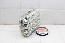 Both Side Evening Bag Glass Beads Rhinestone Clutch women wallets and purses Black white champagne red