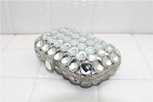 Both Side Evening Bag Glass Beads Rhinestone Clutch women wallets and purses Black white champagne red