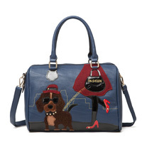 AMELIE GALANTI 2014 new fashion retro handmade embroidery cartoon lovely dog bag portable shoulder bag women