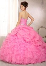 In Stock 2014 Cheap Ball Gown Strapless Embroidery Pleat beading Popular Style Lace Up Satin Quinceanera