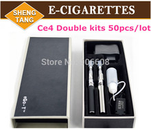 50pcs/lot EGO CE4 Electronic Cigarette  eGo Double E-cigarette kits in Retail Box Ego t Battery  Ce5 Clearomizer  Available