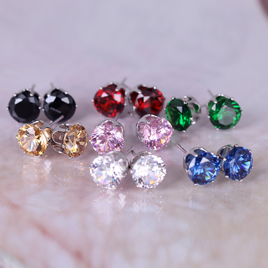  Hot Sale Fashion Stud Earrings Lovely Candy Color Shining Crystal Zircon Earrings E shine Jewelry