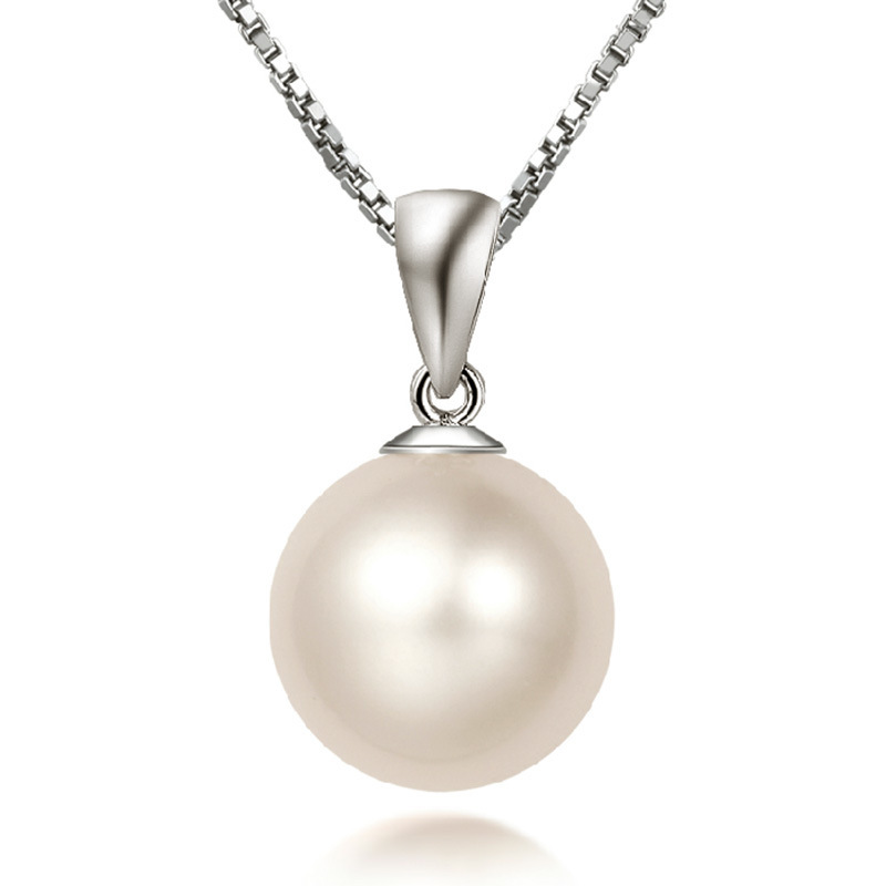 Free shipping 925 sterling silver pendant necklace simple pure high quality single pearl classic woman luxury