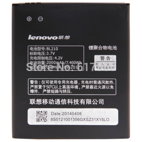 High Capacity 2000mAh BL210 Replacement Battery For Lenovo Phone S820 S820E A750E A770E A656 A766 A658T