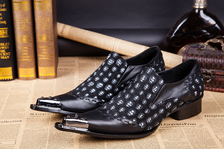 Fashion Runway Stage Men Dress Shoes Genuine Leather Lovely Cartoon
