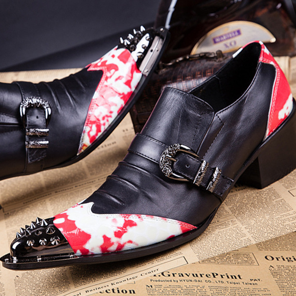 Fashion Runway Stage Men Dress Shoes Genuine Leather Lovely Cartoon