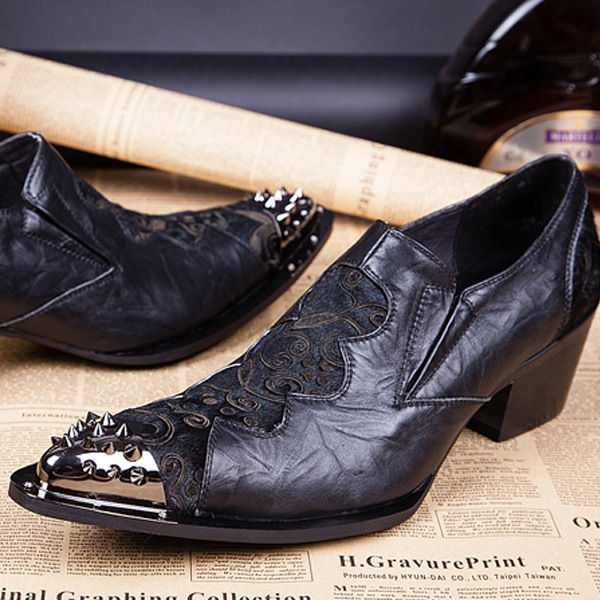 Fashion Runway Stage Men Dress Shoes Genuine Leather Lovely Cartoon