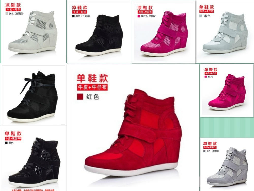 2015 More Style Isabel Marant Genuine Leather Size34 40 New Corium Boots Height Increasing women Sneakers