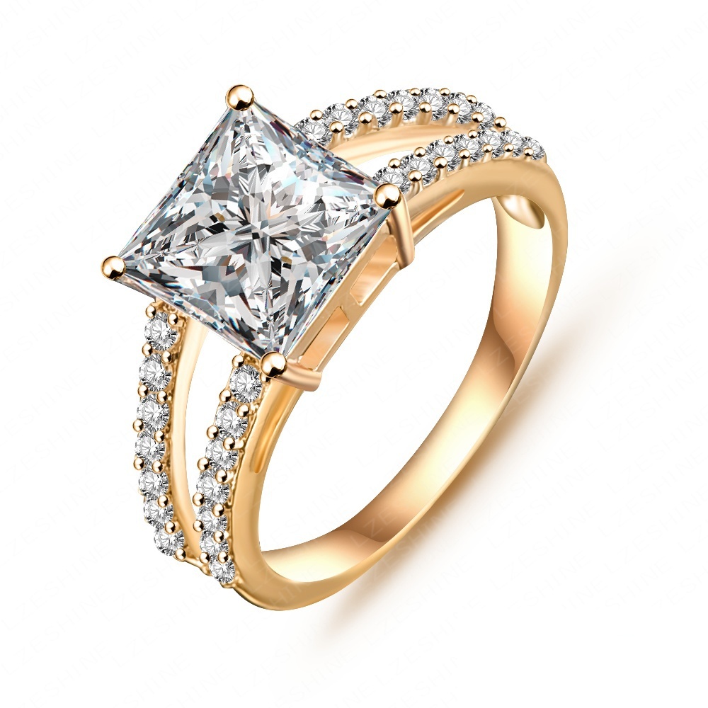High Quality Ring Real 18K Gold Platinum Plated Micro Pave Clear AAA Swiss Cubic Zircon Fashionable