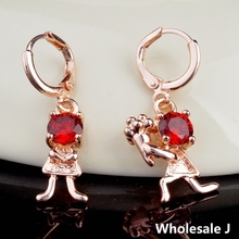 Propose Marriage Style With Big Red Shining Stone Lovely Earrings Fashion Shipping Gold Plated Hot Item Wholesale CZ0165