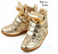 Summer Hollow Ventilation Golden Silver Bright Genuine Leather Boots Isabel Marant Leather Boots Height Increasing Sneakers