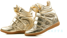 2015 Summer Hollow Ventilation Golden Silver Bright Genuine Leather Boots Isabel Marant Leather Boots Height Increasing
