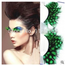 new arrival charming sweet feather false eyelash turquoise ultra long feather eyelases make up extension freeshipping