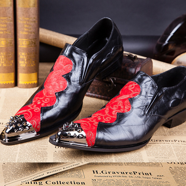 Fashion Runway Stage Men Dress Shoes Genuine Leather Lovely Cartoon