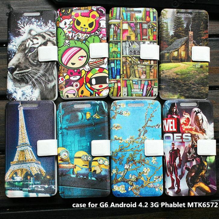 PU leather case for G6 Android 4 2 3G Phablet MTK6572 case cover