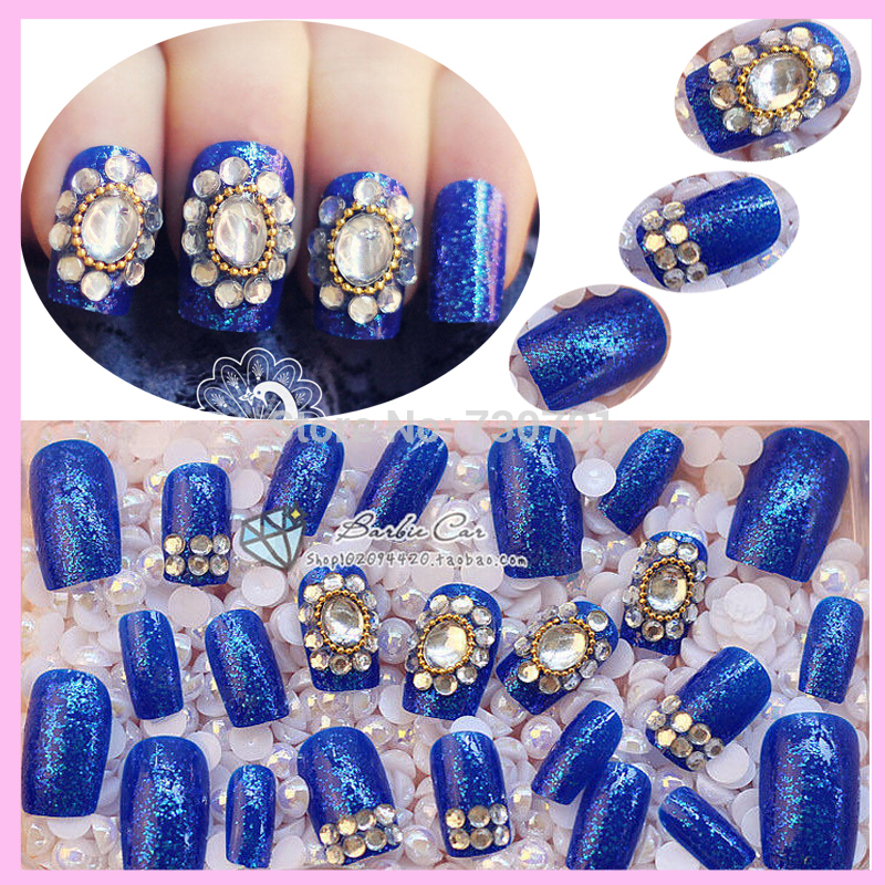 Dark blue background Above a Rhinestone Decoration Stiletto Nail Natural Tips Wedding Styling Tools Artificial Fingernail