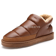 2014 New Fashion Winter Plush Warm Couples Snow Boots Down cloth Patchwork Slip on Lovers Winter