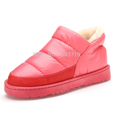 2014 New Fashion Winter Plush Warm Couples Snow Boots Down cloth Patchwork Slip on Lovers Winter