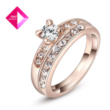 D&Z Bold Design Rose Gold Plated Seven Prong set CZ Diamonds Flower Pretty Engagement Ring ,ring series