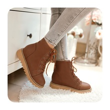 High quality 2014 new fashion style women casual PU leather lace-up riding autumn winter female ankle boots martin boots