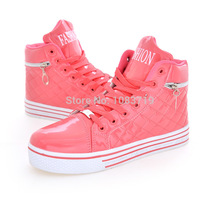 2014 New Fashion Spring Autumn Women Ankle Sneakers Shoes Pink White Blue Black Women Shiny Waterproof
